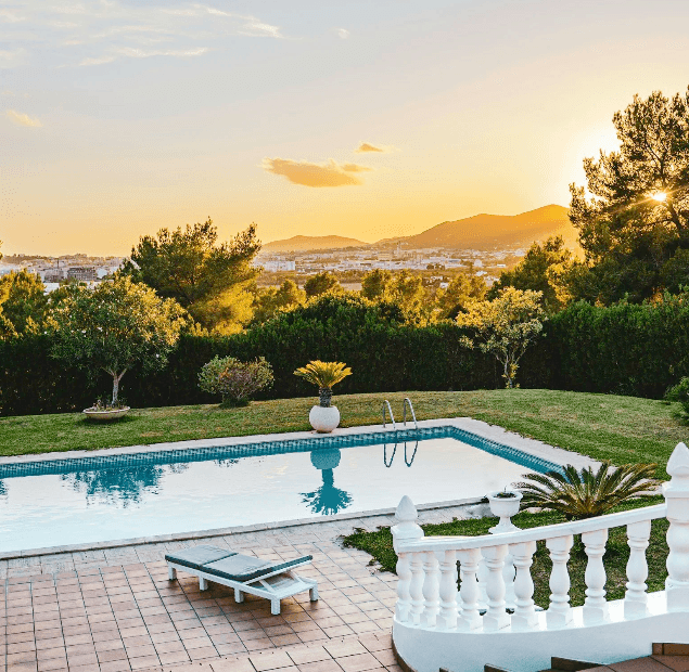 Landscaped garden with large decorative rocks and plants